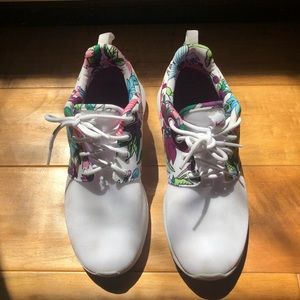 White Floral Nike Roshes